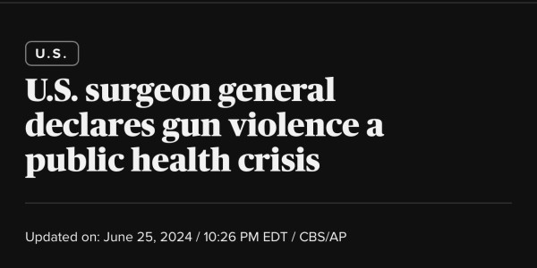 Headline U.S. surgeon general declares gun violence a public health crisis

(Laughs in Supreme Court) 