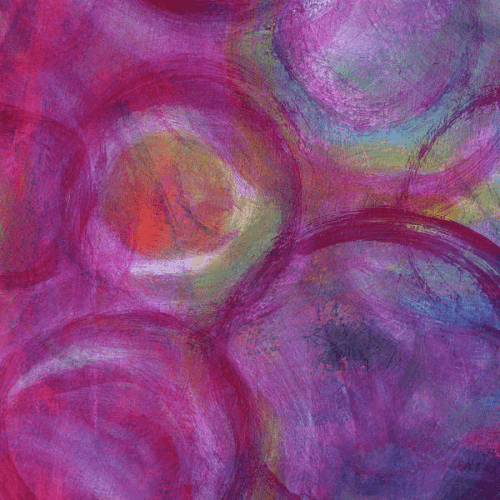 Happy circles one is an abstract acrylic painting in square format and is part of a series.
Happy circles one, two and three is a mini-series of three abstract acrylic paintings in contemporary square format hand-painted by artist Karen Kaspar. Circles and rings of various sizes float in the universe like colourful soap bubbles. All the colours of the rainbow shimmer, with purple and pink predominating.