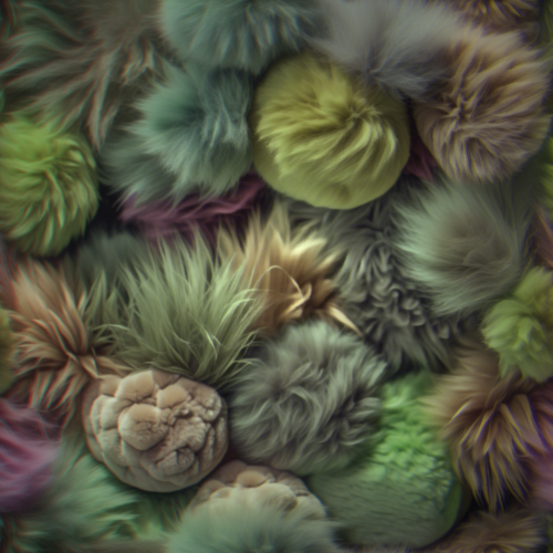 Colorful blobs of fur