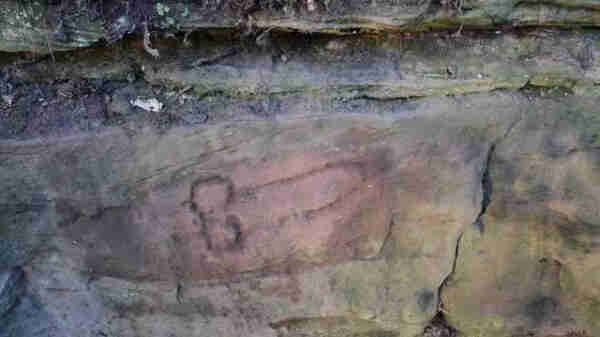 A phallic carving in part of Hadrian’s wall. This has been dated to 207 CE at a quarry near Hadrian's Wall by archaeologists from the University of Newcastle.