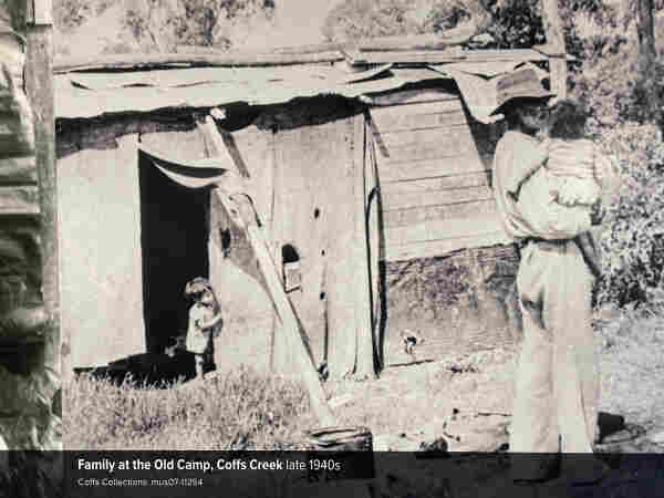 Old camp Coffs Creek, Gundy Family , late 1940s, Coffs Museum