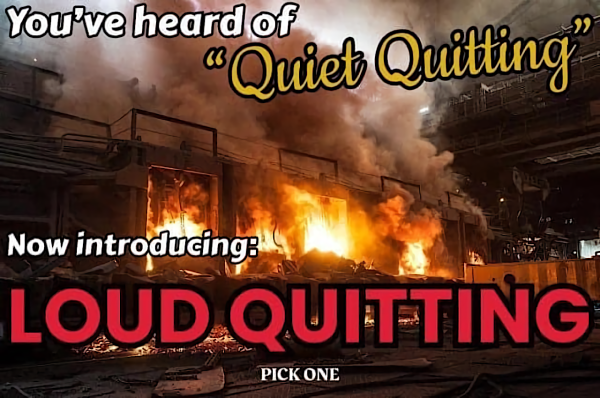 You've heard of
"Quiet Quitting"
Now introducing:
LOUD QUITTING
PICK ONE