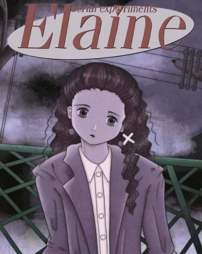 Still image. Anime rendering of Elaine Benes from Seinfeld in muted, dark colors. Drawn in the style of and bearing the logo of Serial Experiments Lain, which has been edited to read Serial Experiments Elaine. 