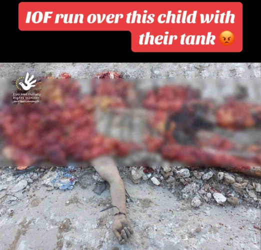 12 years old Palestinian boy that was murdered by IDF tank crushing him while he was alive