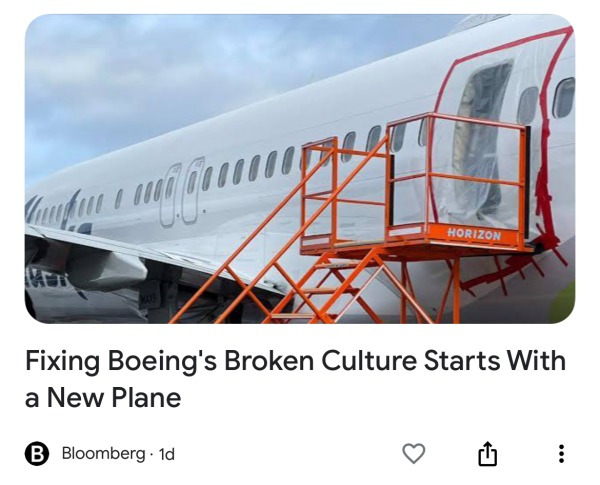 “Fixing Boeing’s broken culture starts with a new plane” — Bloomberg. 6 April 2024