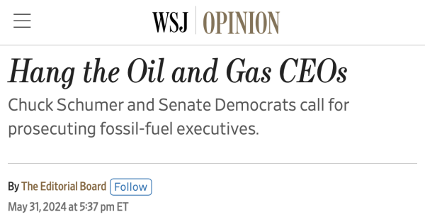 Hang the Oil and Gas CEOs
Chuck Schumer and Senate Democrats call for prosecuting fossil-fuel executives.