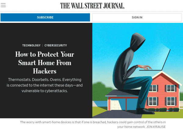 WSJ Article: How to Protect Your Smart Home From Hackers
