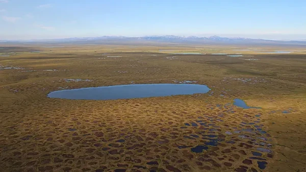 permafrost with melt lake.