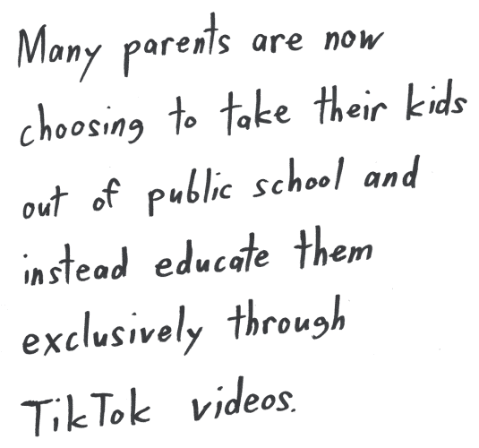 Many parents are now choosing to take their kids out of public school and instead educate them exclusively through TikTok videos.