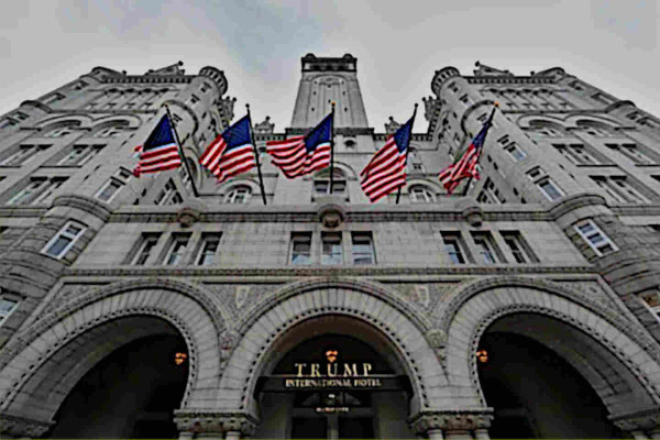 Trump Hotel, D.C. facade from below.
