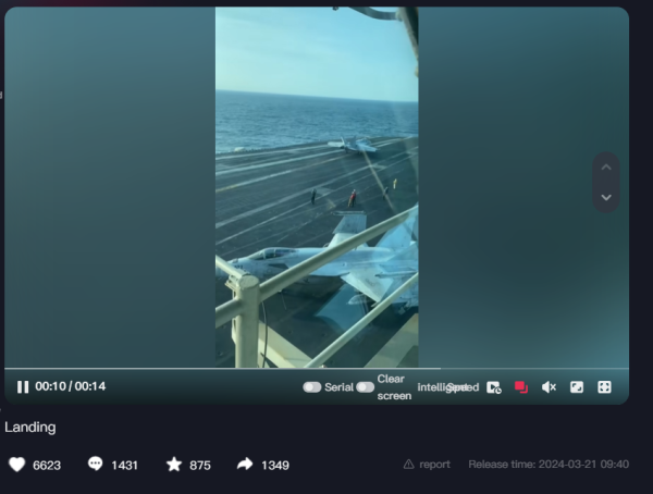 A screenshot of the video in question, in the bottom right corner it is dated several days ago! The captain posted an old video claiming the carrier remains untouched! Suspicious indeed.