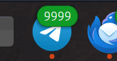 A Telegram messaging icon with 9999 unread messages