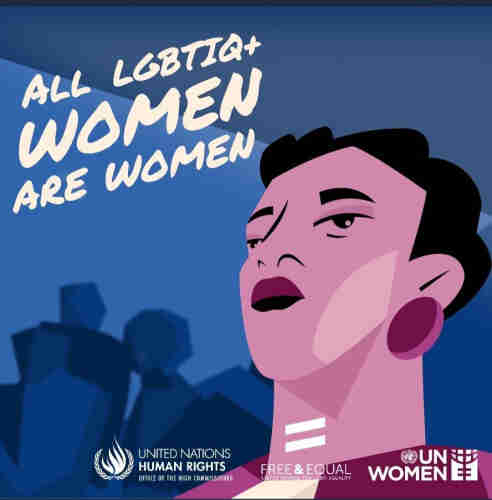 A picture by the UN Human Rights titled "All LBGTIQ+ Women are Women"