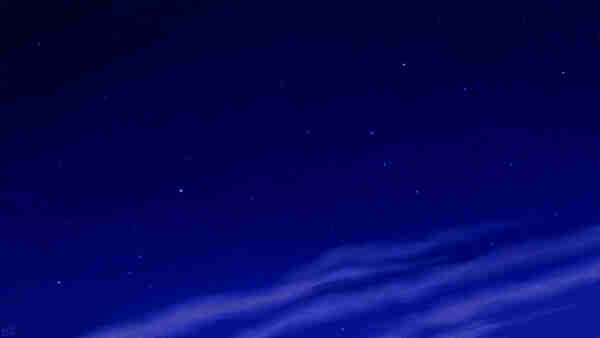 Digital painting of a dark, deep blue, starry sky; a few thin cirrus are floating across the lower right corner of the frame.