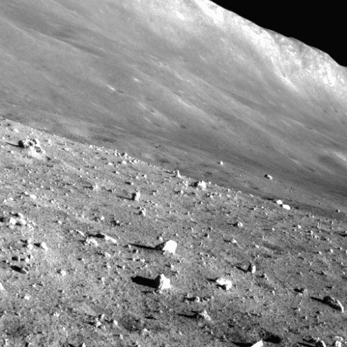 The new SLIM navcam image, in higher resolution than the first one, with numerous Moon rock in the afternoon Sun.