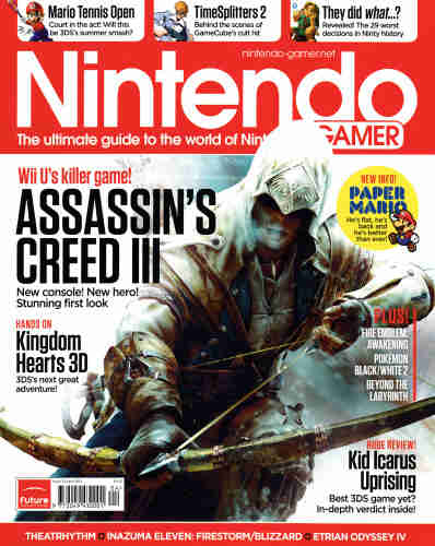 Front cover for NGamer 74 - April 2012 (UK) featuring Assassin's Creed III on Wii U