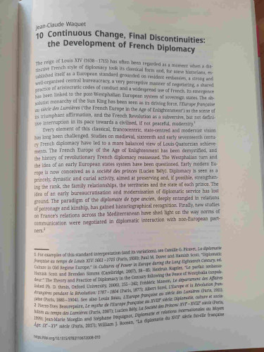 First page of: 
Jean-Claude Waquet: Continuous Change, Final Discontinuities: the Development of French Diplomacy