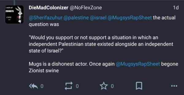 Sreeen cap of mt previous post where I copied the question from the study itself "Would you support or not support a situation in which an independent Palestinian state existed alongside an independent state of Israel?"