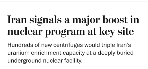 Iran signals a major boost in nuclear program at key site
Hundreds of new centrifuges would triple Iran’s uranium enrichment capacity at a deeply buried underground nuclear facility