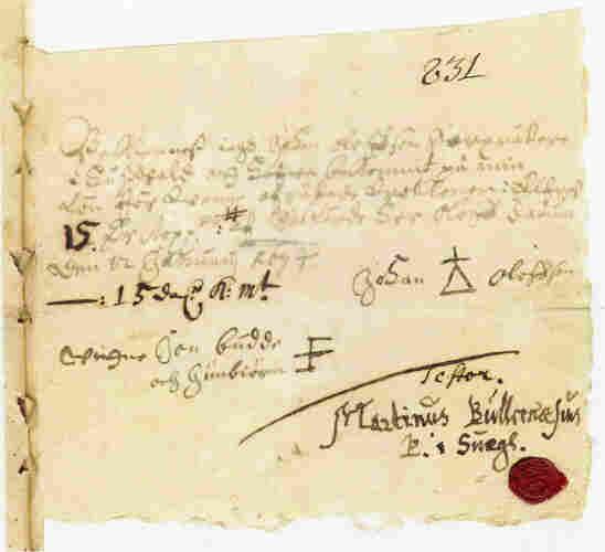 Handwritten receipt from 1674 for the cost of executing two women for witch craft. Image source: National Archives, Sweden.