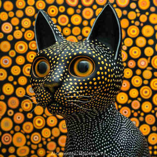 AI image of a black cat with yellow spots.