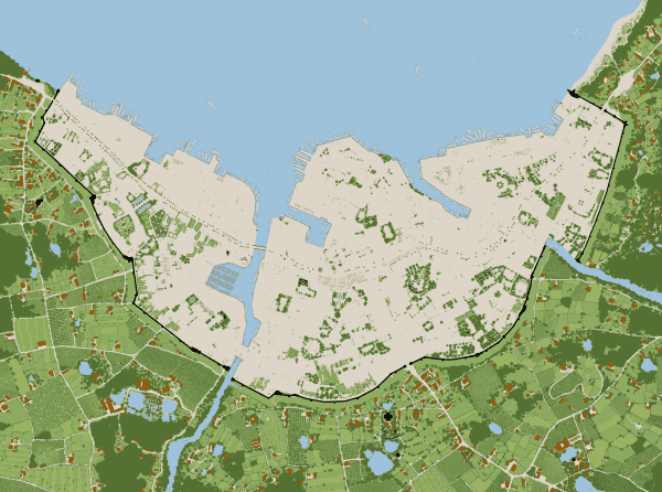 A fantasy town map with all the buildings removed.