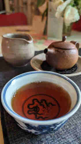 Raw Puerh in the "worm" bowl.