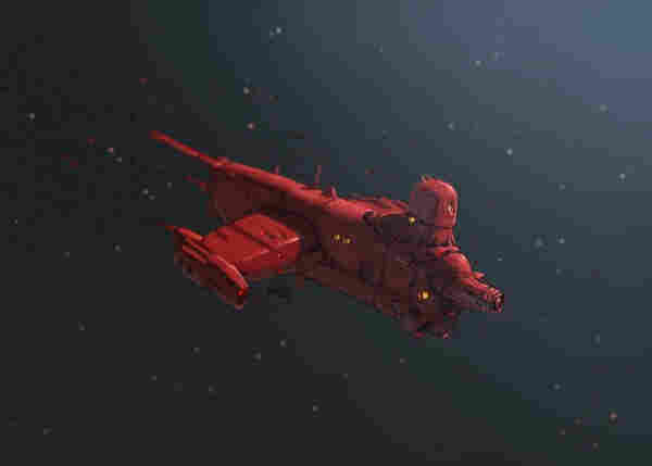 Red spaceship drawing