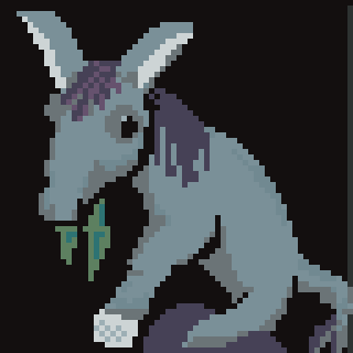 A sea-ass eating grass. This creature is also known as a merdonk. The canvas is too small to show off its tail. That part is coming later.