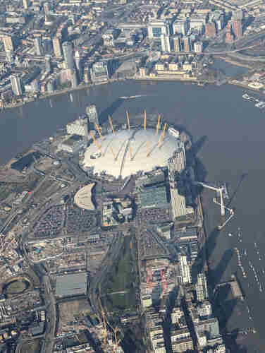 London's Millennium dome, seen from the window of BA949 MUC-LHR, on approach to Heathrow.