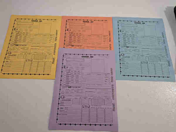 multicolor witch character sheets for AD&D 1st Edition