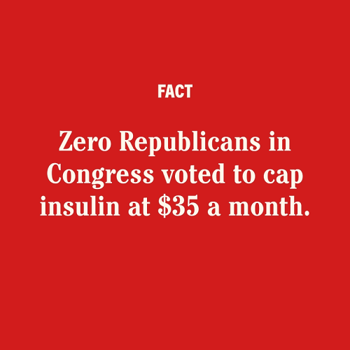 FACT
Zero Republicans in Congress voted to cap insulin at $35 a month. 