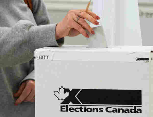Image of a Canadian cardboard ballot box. 