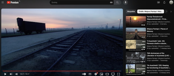 A screenshot of the Auschwitz Memorial YouTube channel
