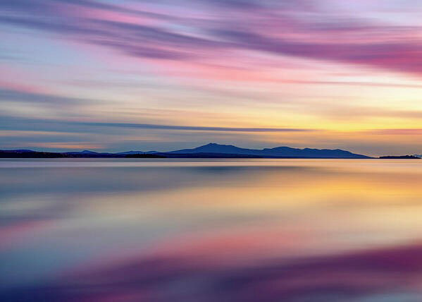 Long exposure sunset over Moosehead Lake in Maine.