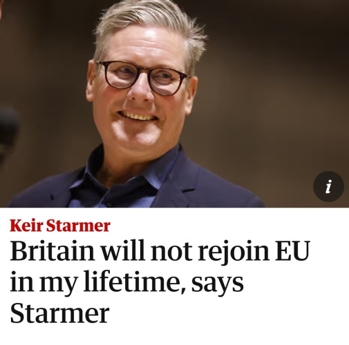 Britain will not rejoin EU in my lifetime, says Starmer

