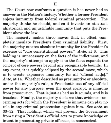 Part of the dissenting opinion in Imperial Trump ruling