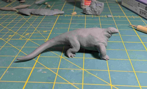 Cotylorhynchus in polymer clay on my sculpture mat