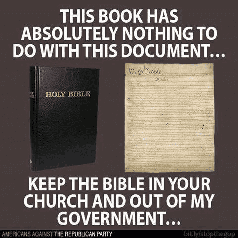 THIS BOOK HAS ABSOLUTELY NOTHING TO DO WITH THIS DOCUMENT...

[Photo of the Christian Bible and the United States Constitution]

KEEP THE BIBLE IN YOUR CHURCH AND OUT OF MY GOVERNMENT... 