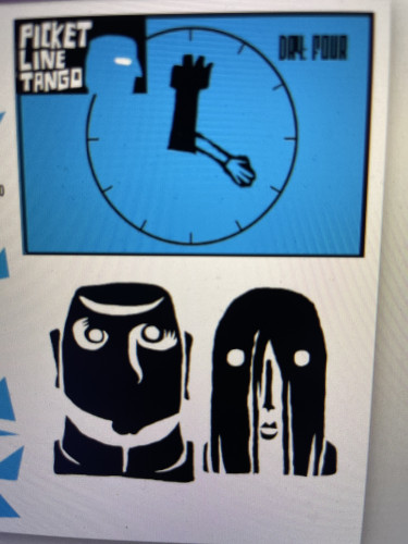 a screenshot of a roll20 table featuring character art for Dr. Gorefinder and Juanita the gravedigger under a clock graphic indicating "day 4" and the Picket Line Tango logo.