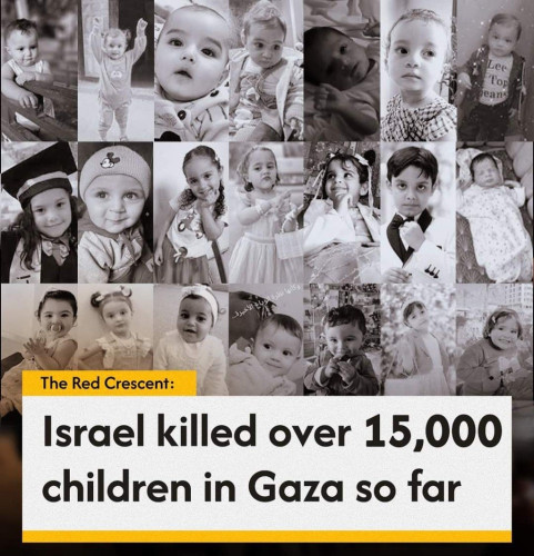 Israel killed over 15,000 #children in Gaza so far