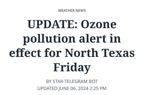 Headline UPDATE: Ozone pollution alert in effect for North Texas Friday

So you won’t wear an N95 mask but you’ll wear a gas mask?