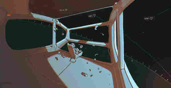 Spaceship cockpit drawing