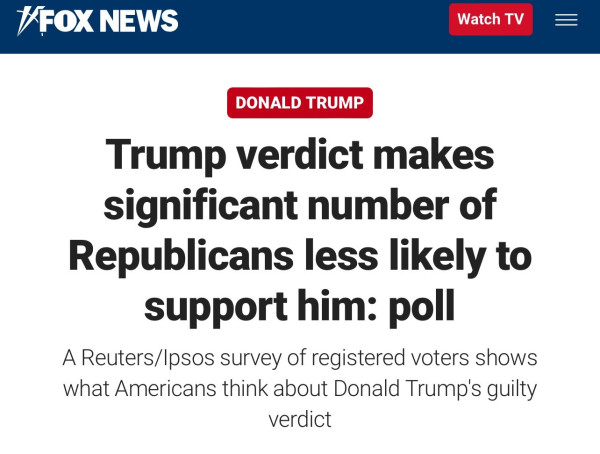 Headline Trump verdict makes significant number of Republicans less likely to support him

Even Liz Cheney voted for Trump policies 93% of the time. They fall in line