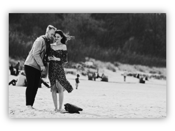 Couple in love on the beach.