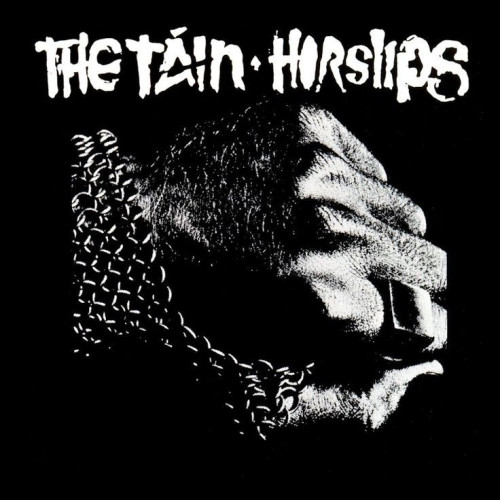 The Tāin album cover by Horslips. Stark black and white photography of a man's fist partially covered in chain mail, with a chunky ring on the index finger