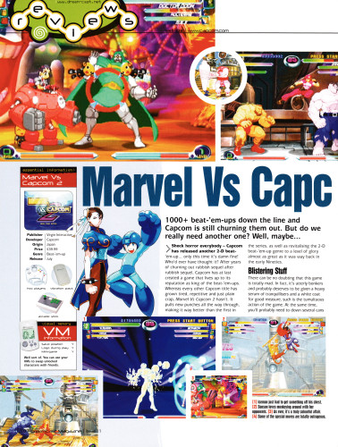 Review for Marvel vs Capcom 2 on Dreamcast from Dreamcast Magazine 11 - July 2000 (UK)

score: 89%