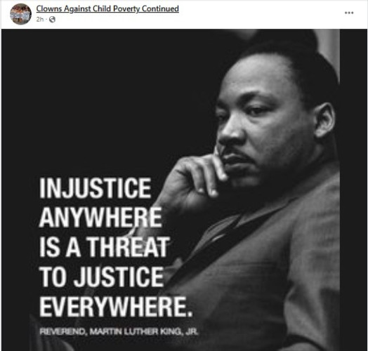 Image of MLK Jr. Reads: Injustice anywhere is a threat to justice everywhere.