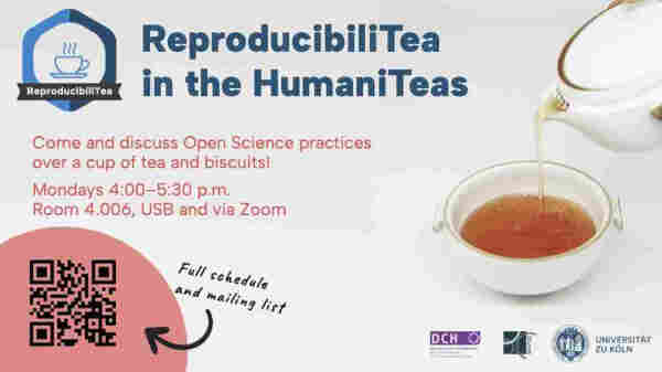 Poster with teapot and cup of tea advertising this series: https://ub.uni-koeln.de/en/courses-consultations/reproducibilitea-in-the-humaniteas