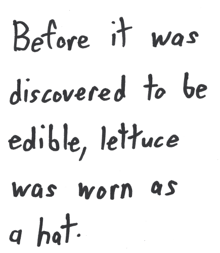 Before it was discovered to be edible, lettuce was worn as a hat.